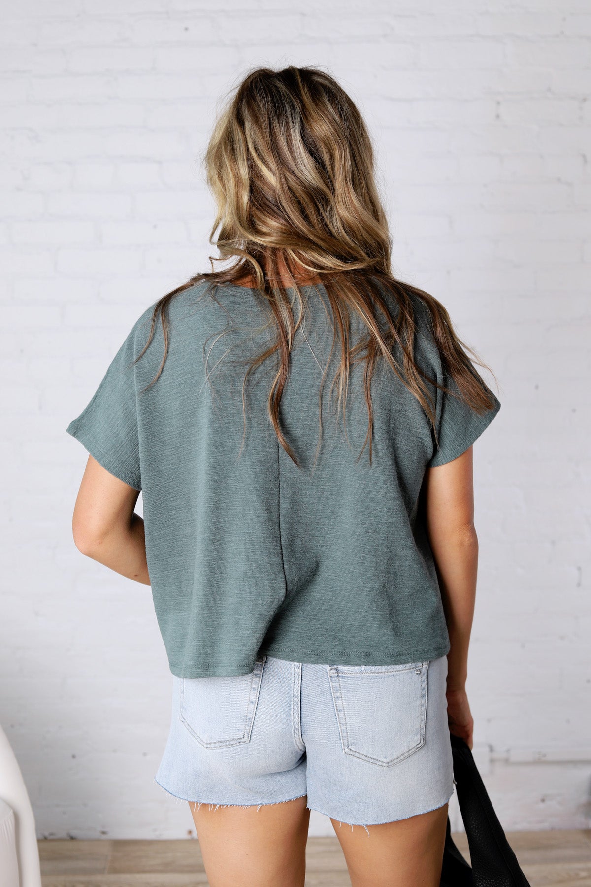 Adley Cotton Slub Oversize Tee - Ash Jade