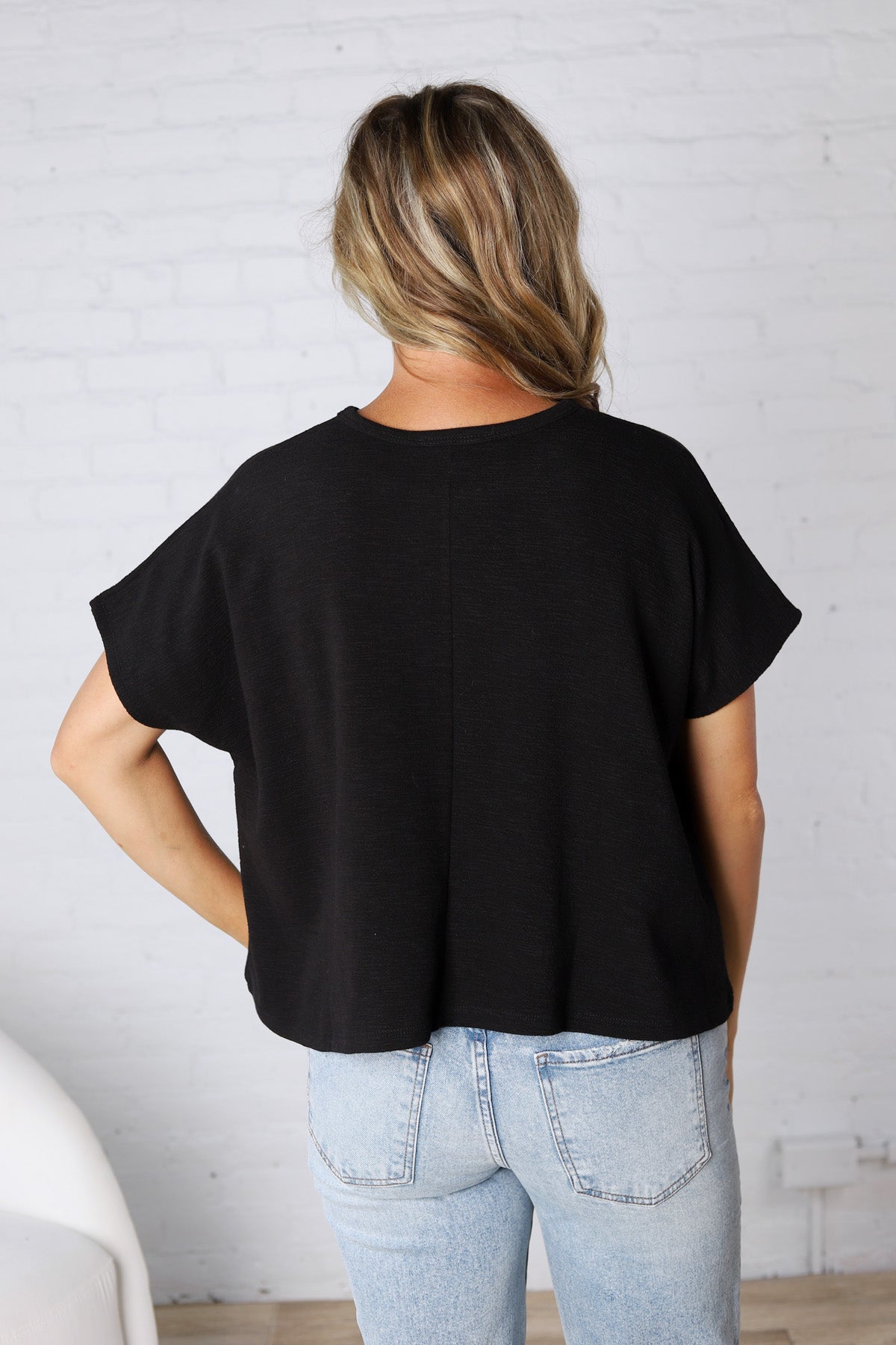 Adley Cotton Slub Oversize Tee - Black
