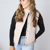 Ainsly Suede-Like Puffer Vest - Beige