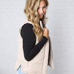 Ainsly Suede-Like Puffer Vest - Beige