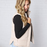 Ainsly Suede-Like Puffer Vest - Beige