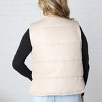 Ainsly Suede-Like Puffer Vest - Beige