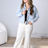 All Day Cropped Knit Jacket by Z Supply - Washed Indigo