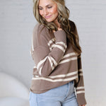 Amaris Notch Neck Striped Sweater