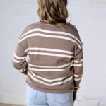 Amaris Notch Neck Striped Sweater