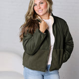 Ambria Reversible Sherpa Puffer Jacket - Olive