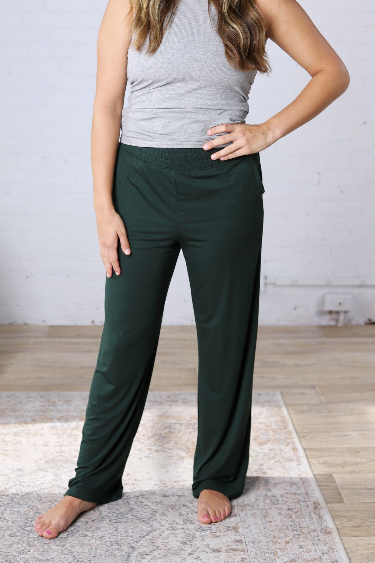 Arden Modal Wide Leg Pants - Regency Green