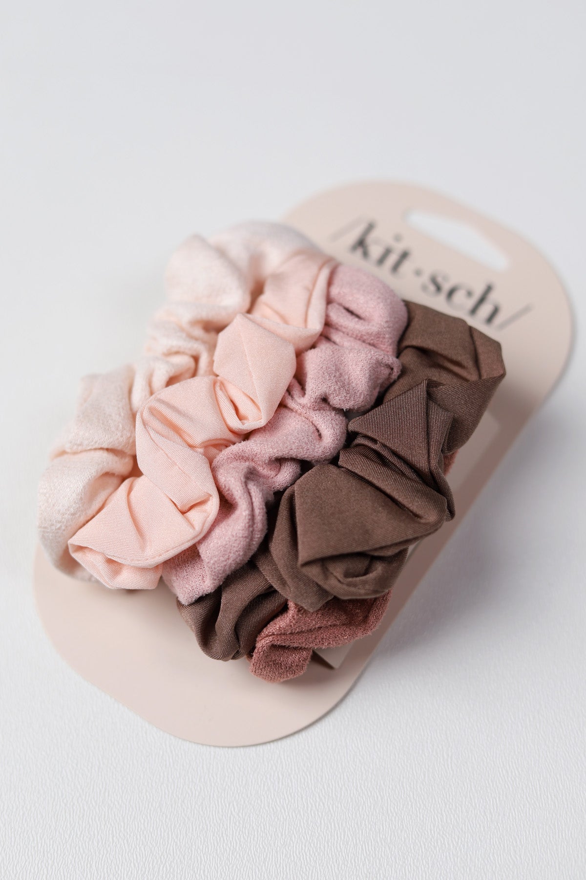 Assorted Textured Scrunchies Set - Terracotta