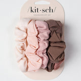 Assorted Textured Scrunchies Set - Terracotta