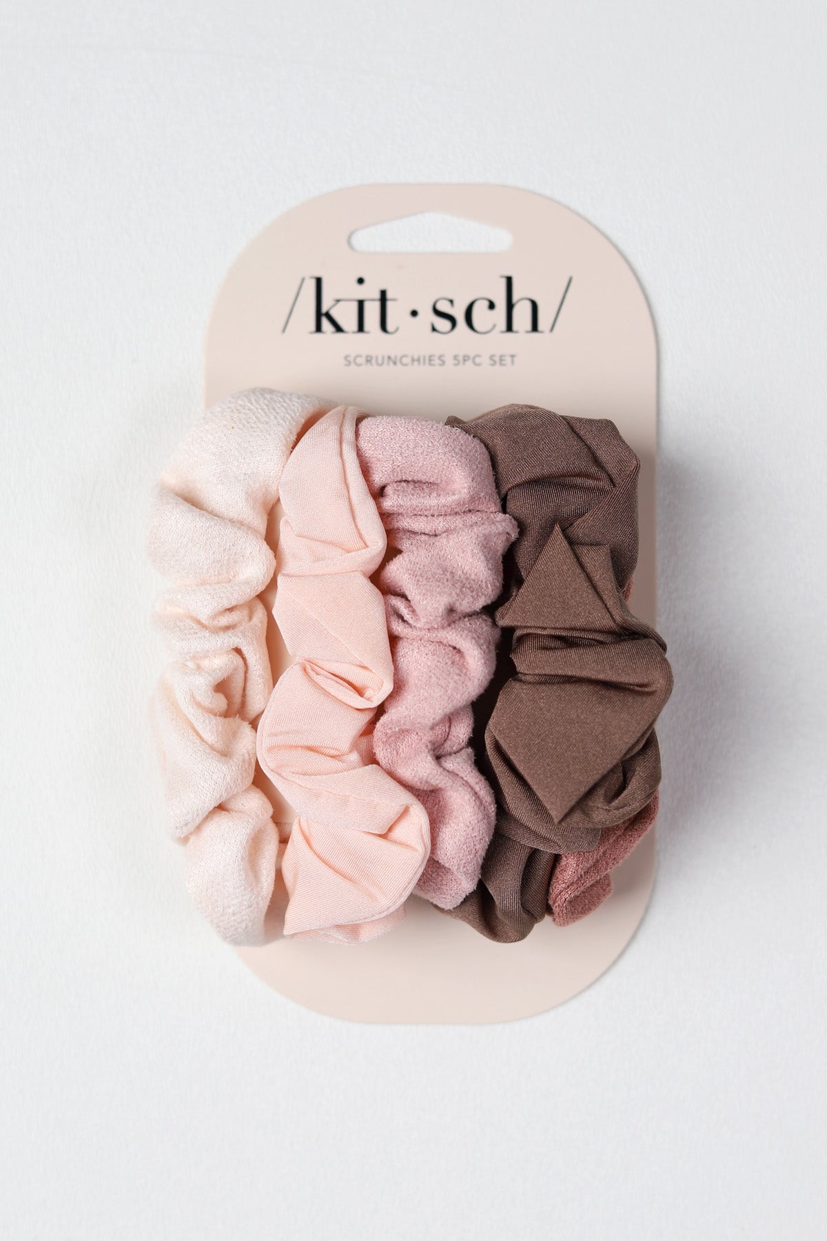 Assorted Textured Scrunchies Set - Terracotta