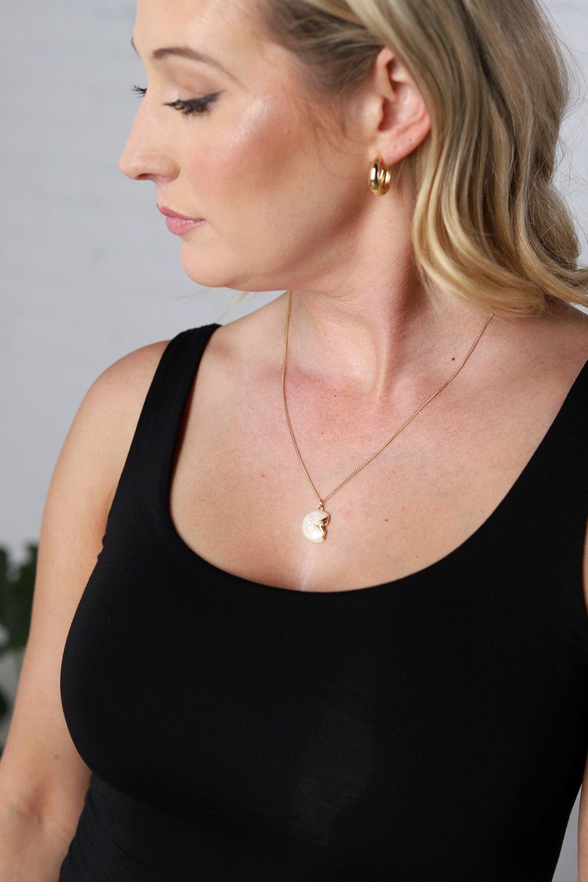 Athena Mother of Pearl Necklace - Gold - Baubles + Bobbies