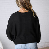 Avenly Oversized Balloon Sleeve Sweater - Black