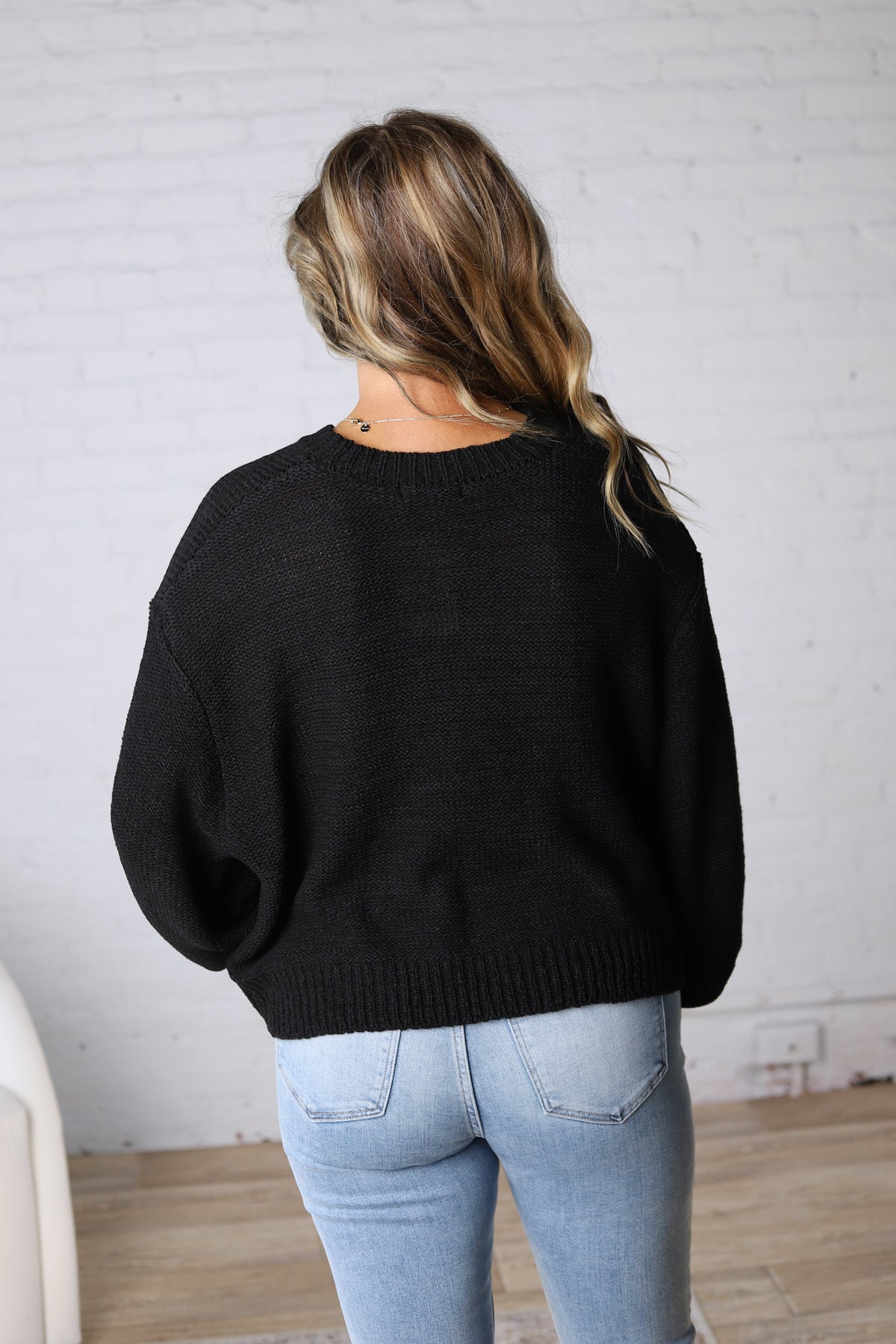 Avenly Oversized Balloon Sleeve Sweater - Black