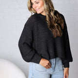 Avenly Oversized Balloon Sleeve Sweater - Charcoal