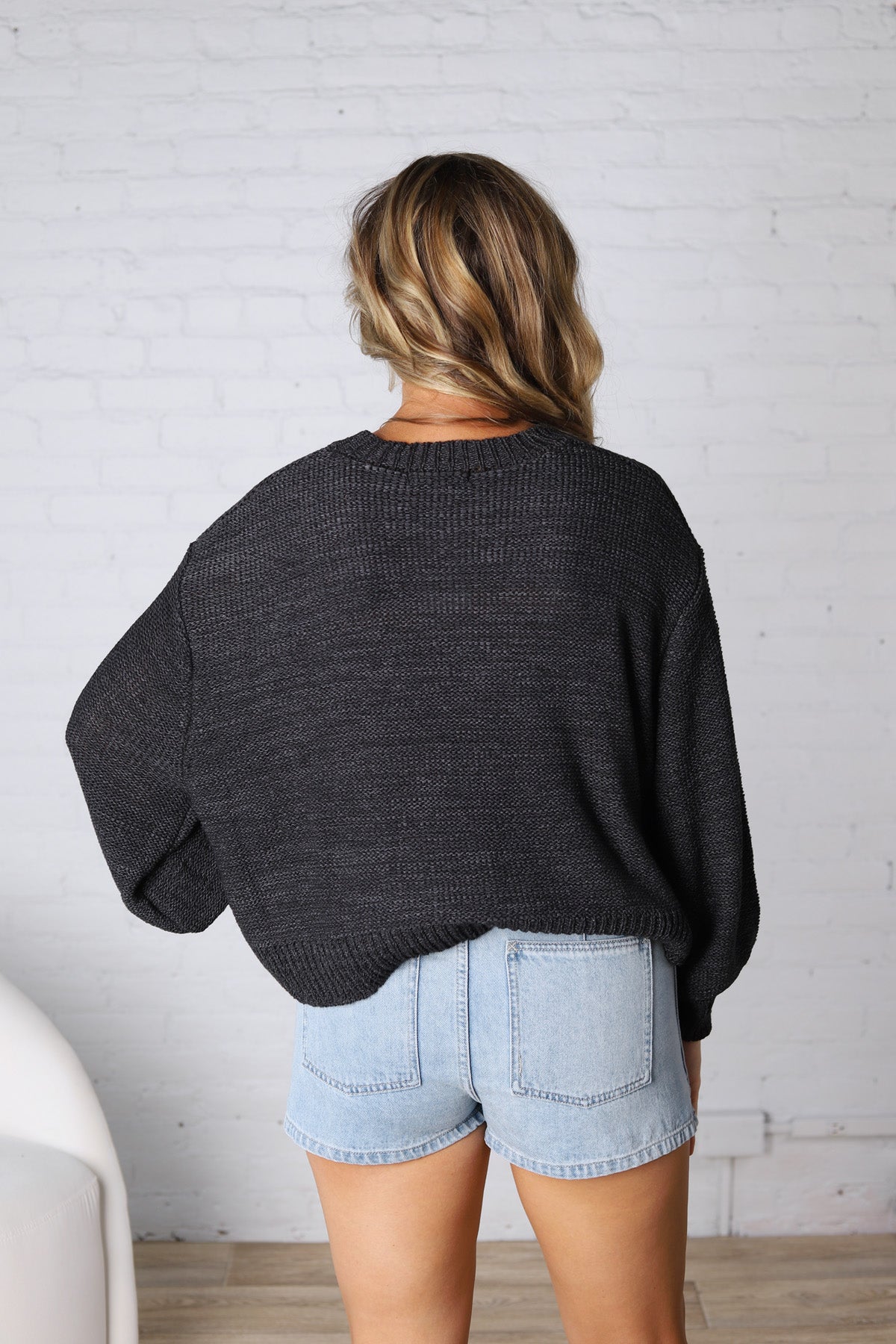 Avenly Oversized Balloon Sleeve Sweater - Charcoal