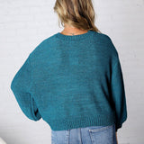 Avenly Oversized Balloon Sleeve Sweater - Ocean Teal
