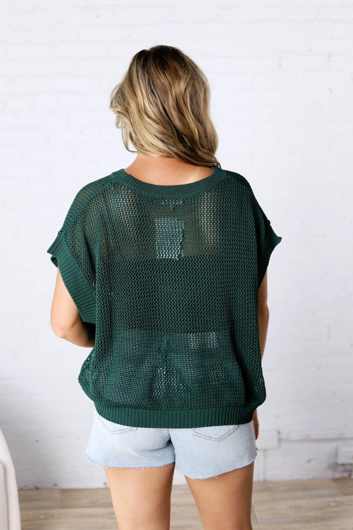 Bellara Sheer Loose Fit Sweater - Juniper Green