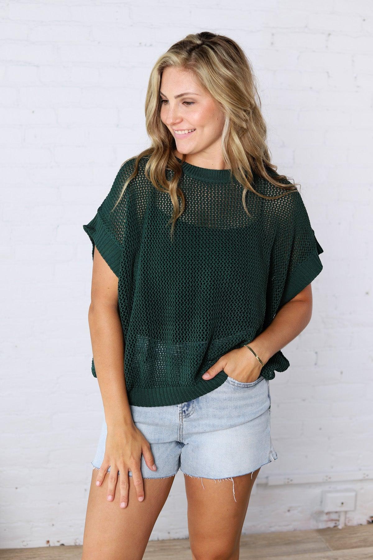 Bellara Sheer Loose Fit Sweater - Juniper Green