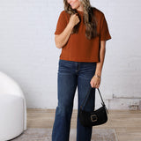 Bianka Solid Blouse - Mocha Brown