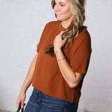 Bianka Solid Blouse - Mocha Brown