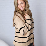Boyfriend Striped Sweater by Z Supply - Biscuit