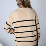 Boyfriend Striped Sweater by Z Supply - Biscuit
