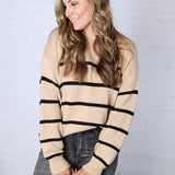 Boyfriend Striped Sweater by Z Supply - Biscuit
