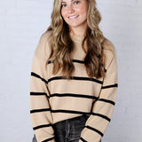 Boyfriend Striped Sweater by Z Supply - Biscuit