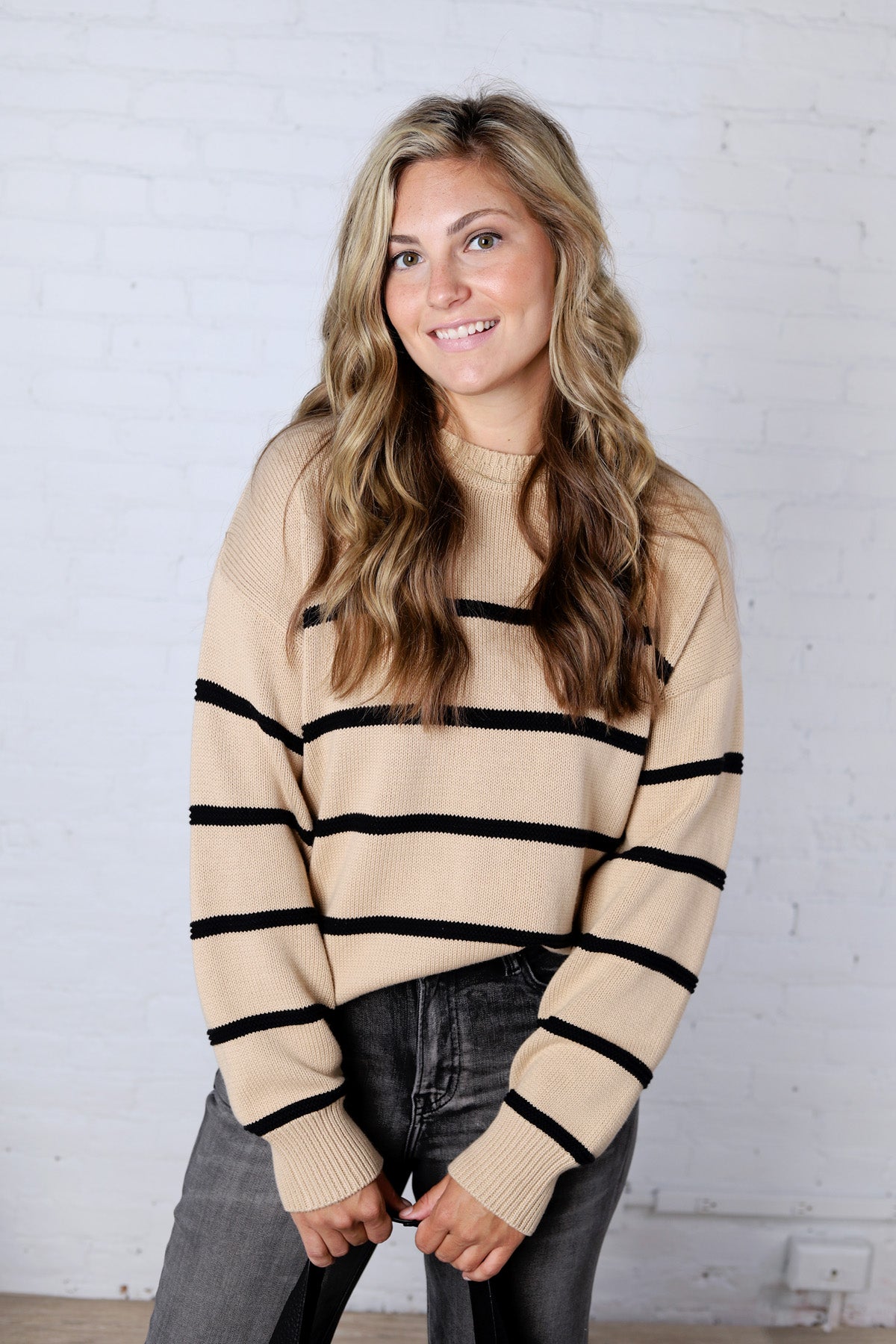 Boyfriend Striped Sweater by Z Supply - Biscuit