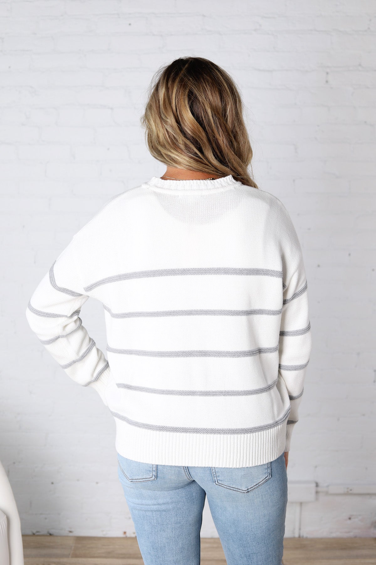 Boyfriend Striped Sweater by Z Supply - White