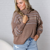 Brexley Fair Isle Cowl Neck Sweater - Brown