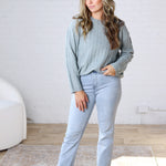 Brinlee Oversized Boy Cut Cable Knit Sweater - Blue