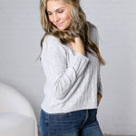Brinlee Oversized Boy Cut Cable Knit Sweater - Heather Grey