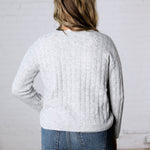 Brinlee Oversized Boy Cut Cable Knit Sweater - Heather Grey