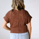 Cali Crochet Knit Sweater - Dark Brown