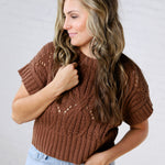 Cali Crochet Knit Sweater - Dark Brown