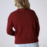 Cambrie Sweater with Raw Seam Details - Burgundy