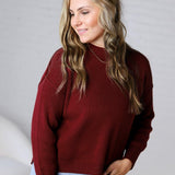 Cambrie Sweater with Raw Seam Details - Burgundy