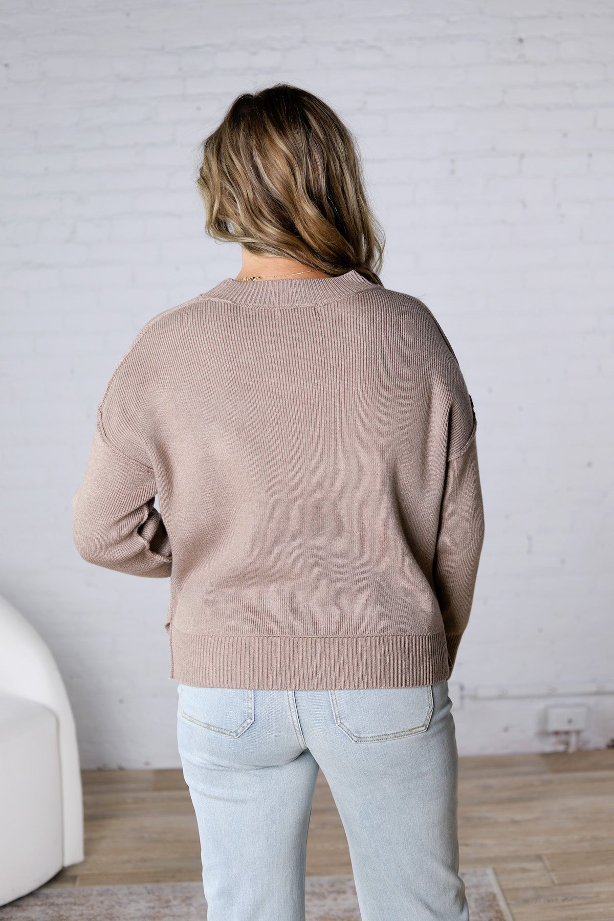 Cambrie Sweater with Raw Seam Details - Mocha