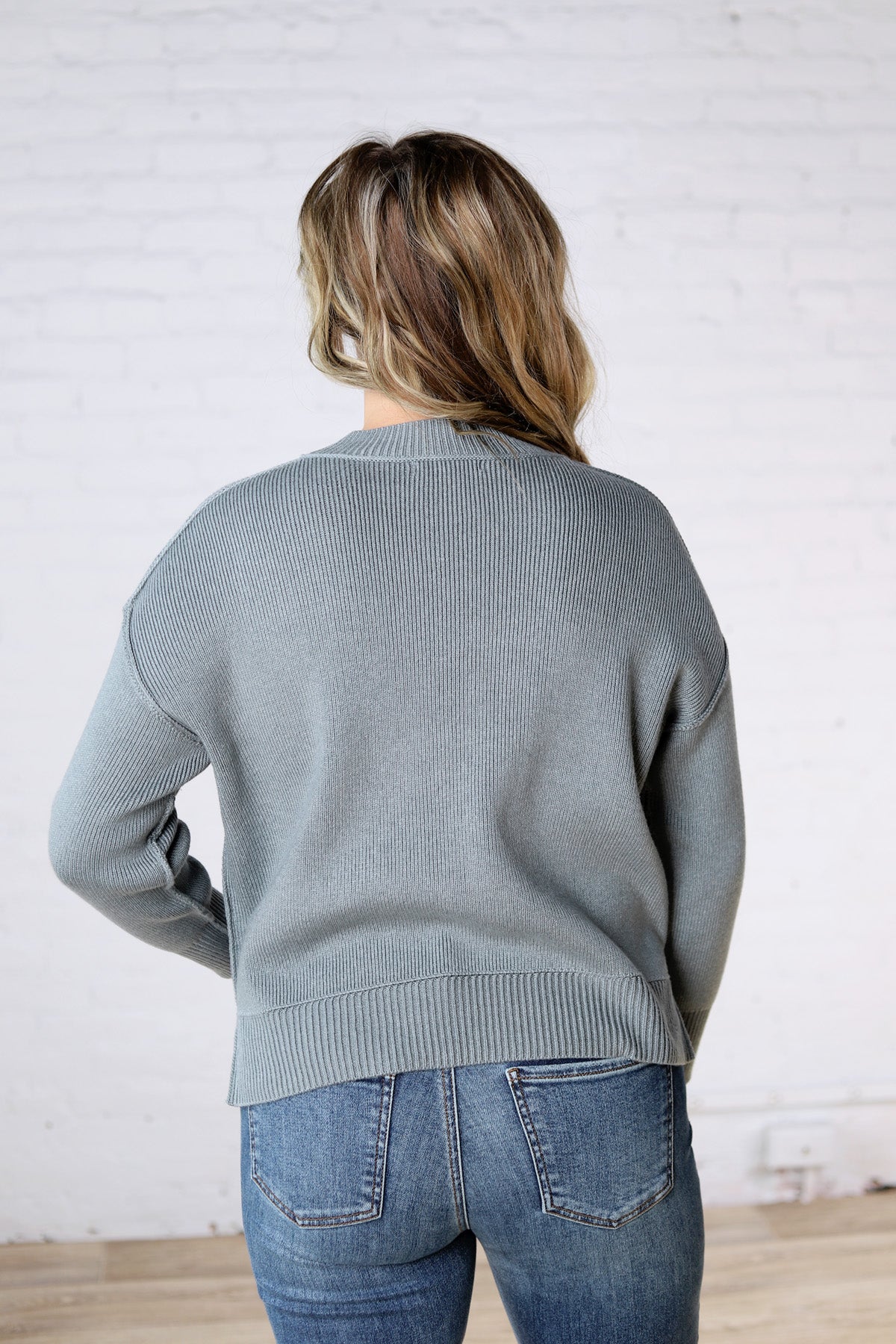 Cambrie Sweater with Raw Seam Details - Teal