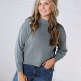 Cambrie Sweater with Raw Seam Details - Teal