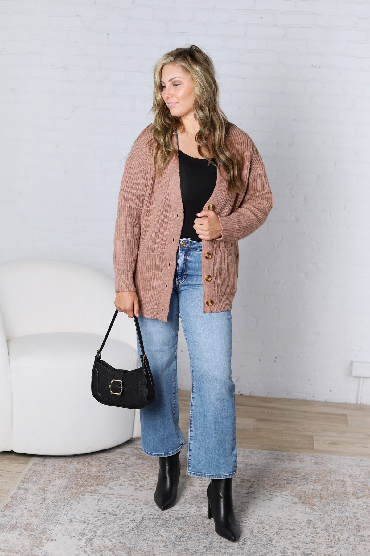 Celine Button Down Ribbed Knit Cardigan