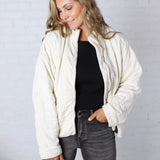 Colette Quilted Mineral Washed Jacket - Cream