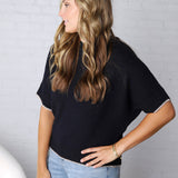 Darby Contrast Details Sweater - Midnight