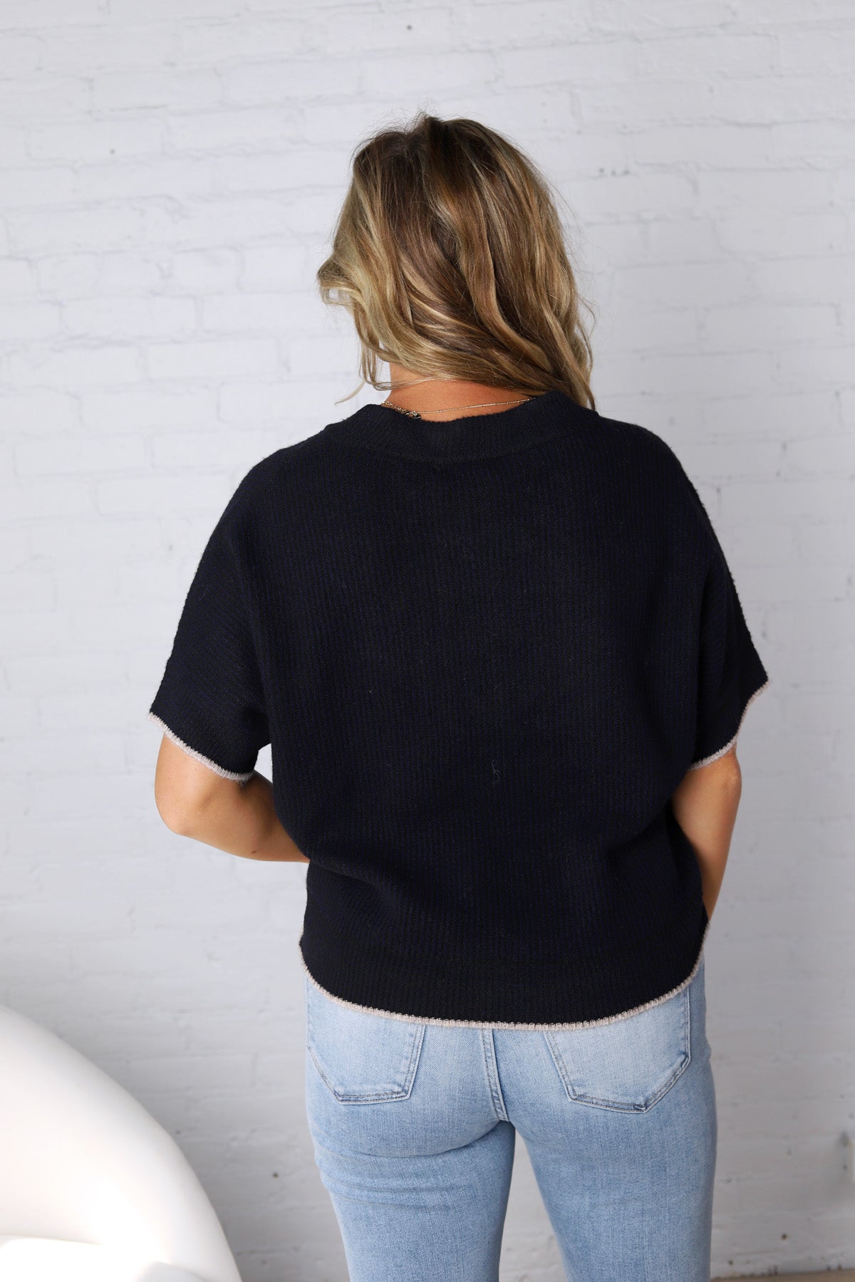 Darby Contrast Details Sweater - Midnight