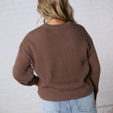 Daria Ribbed Knit Exposed-Seam Sweater - Brown