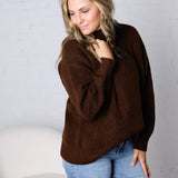 Dariel Mock Neck Sweater - Brown