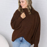 Dariel Mock Neck Sweater - Brown
