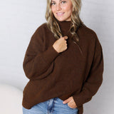 Dariel Mock Neck Sweater - Brown