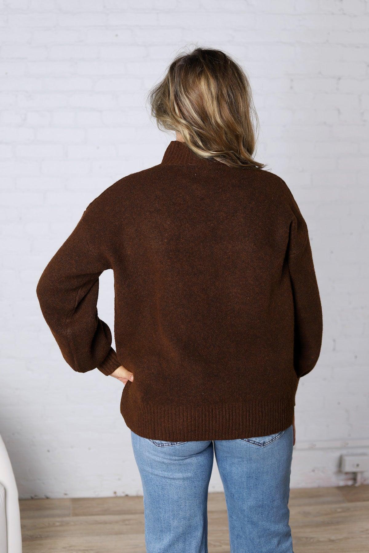 Dariel Mock Neck Sweater - Brown